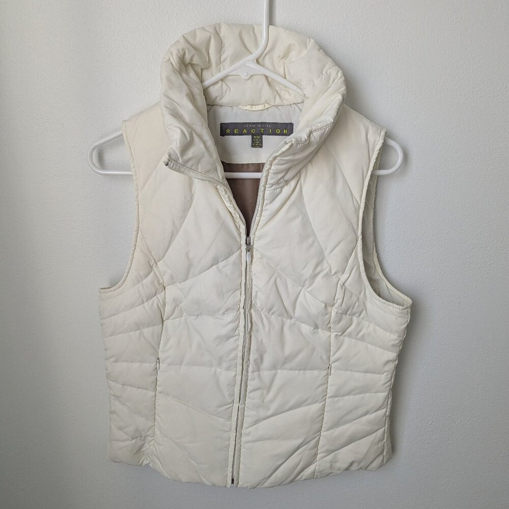 Kenneth Cole Reaction Off-White Puffer Zip Up Vest, Medium